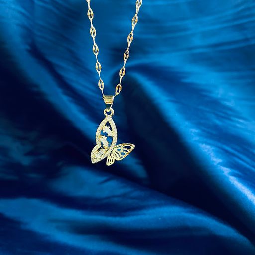 Gold diamond accent butterfly necklace
